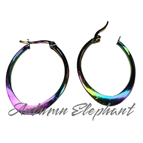 Holographic Hoop Earrings - Picture 3 of 5